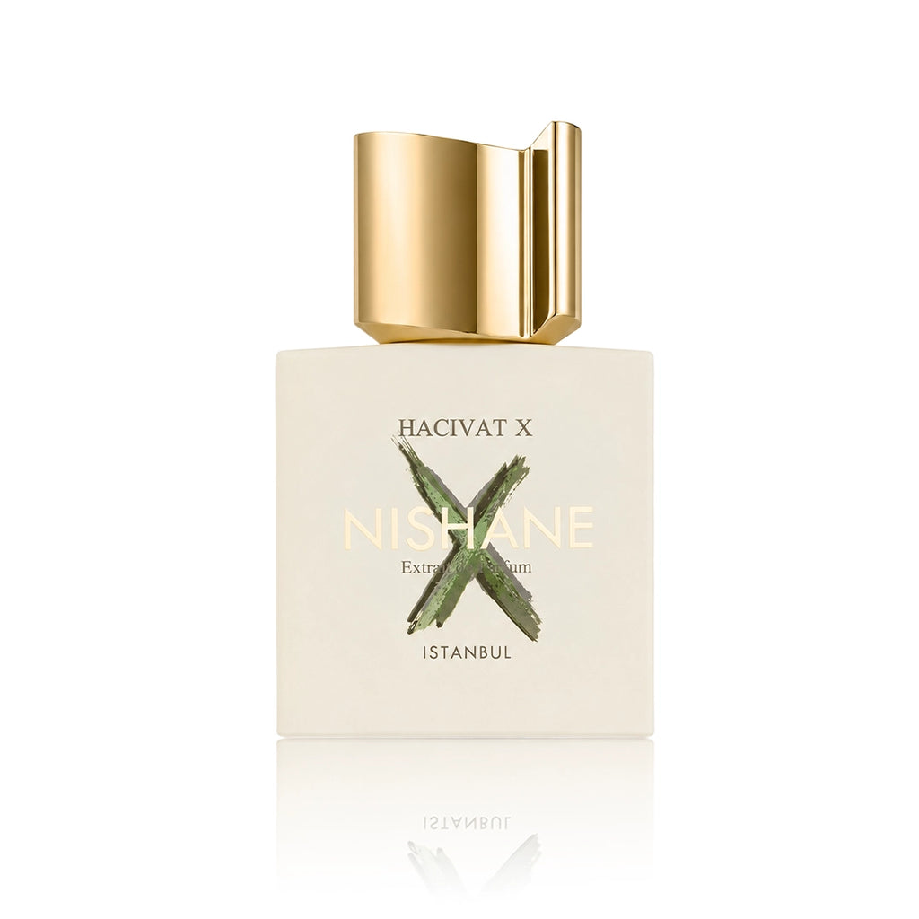 Nishane Hacivat X Extrait de Parfum 100 ml Flakon auf weißem Hintergrund