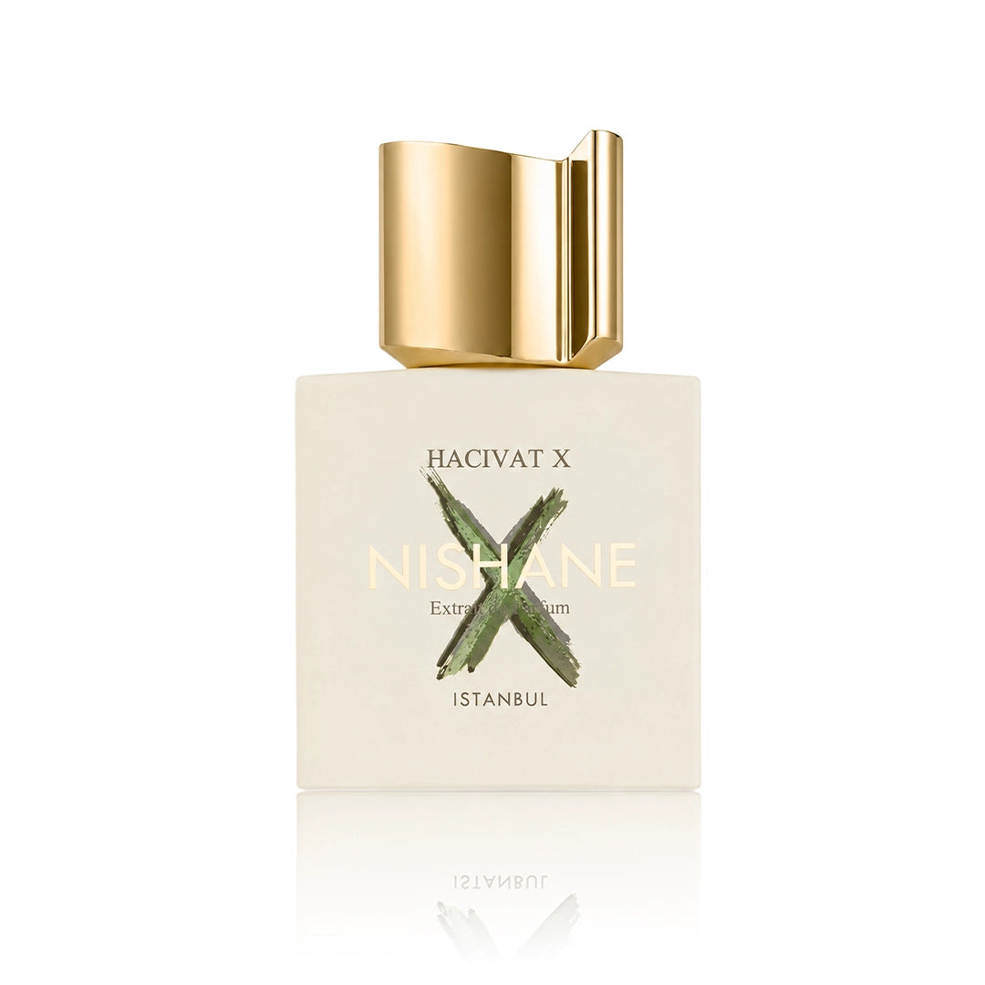 Nishane Hacivat X Extrait de Parfum 100 ml Flakon auf weißem Hintergrund