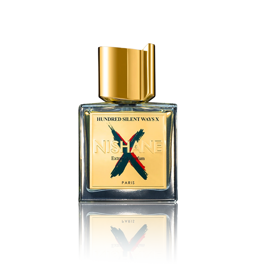 Nishane Hundred Silent Ways X Extrait de Parfum 100 ml Flakon auf transparentem Hintergrund
