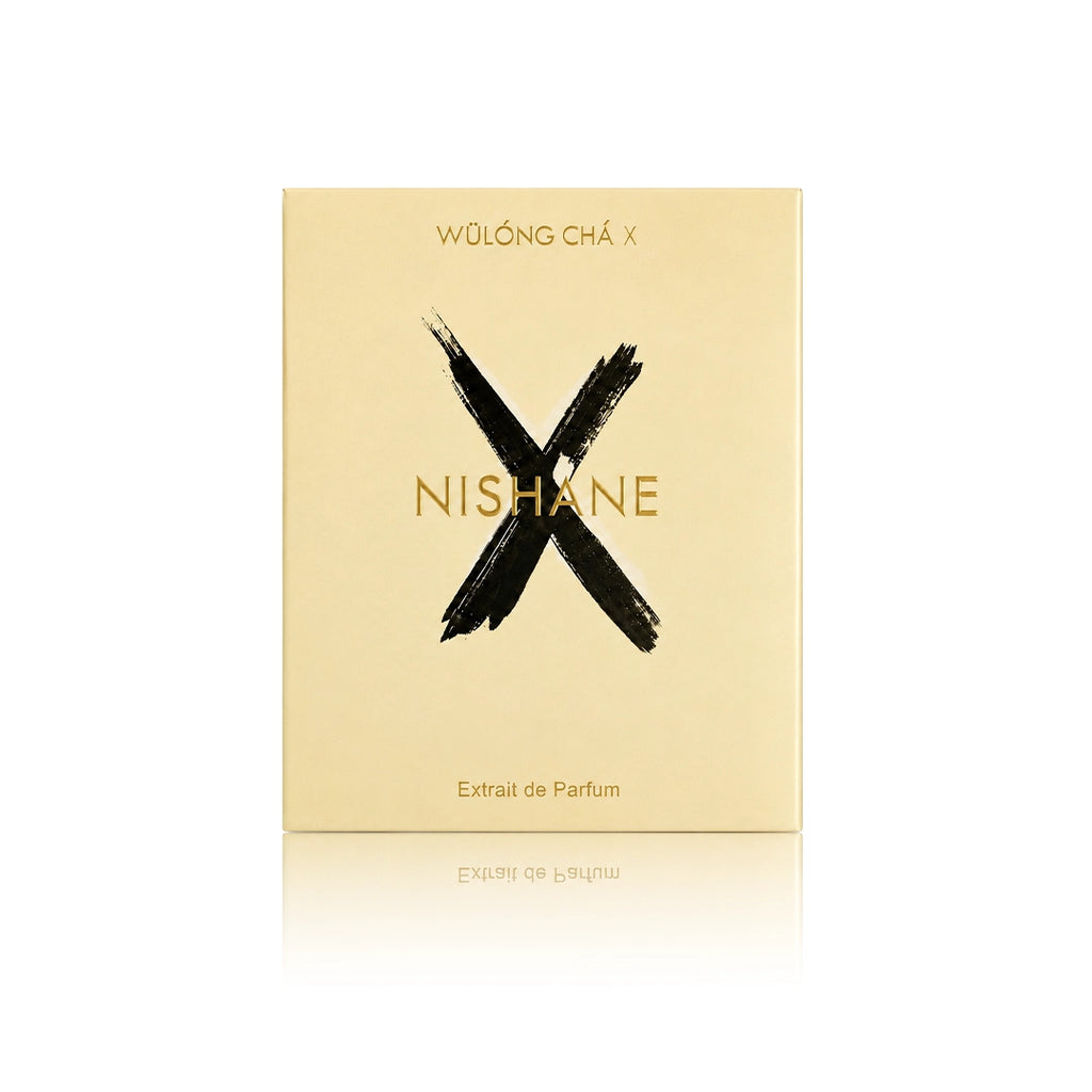Nishane Wulong Cha X Extrait de Parfum 100 ml mit Originalverpackung auf weißem Hintergrund