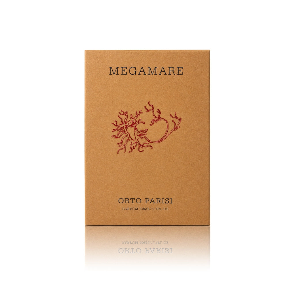 Orto Parisi Megamare Extrait de Parfum 50 ml mit Originalverpackung auf weißem Hintergrund