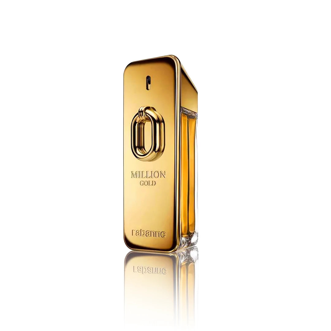 Paco Rabanne Million Gold Eau de Parfum 100 ml Flakon auf weißem Hintergrund