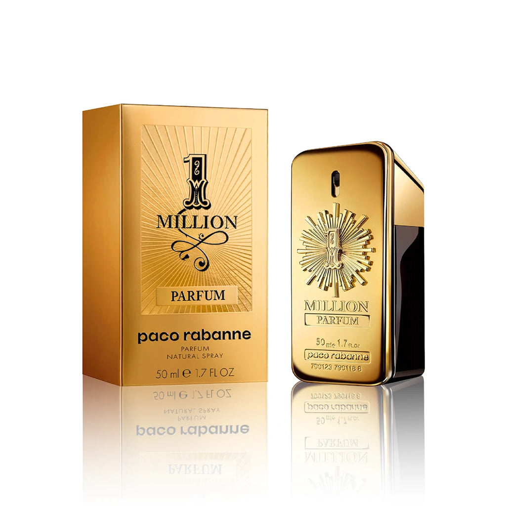 Paco Rabanne 1 Million Parfum 50 ml Flakon mit Originalverpackung auf weißem Hintergrund