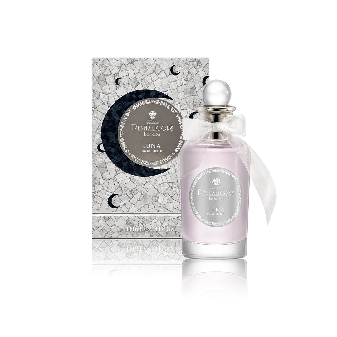Penhaligon’s Luna Eau de Toilette 100 ml Flakon mit Originalverpackung auf weißem Hintergrund