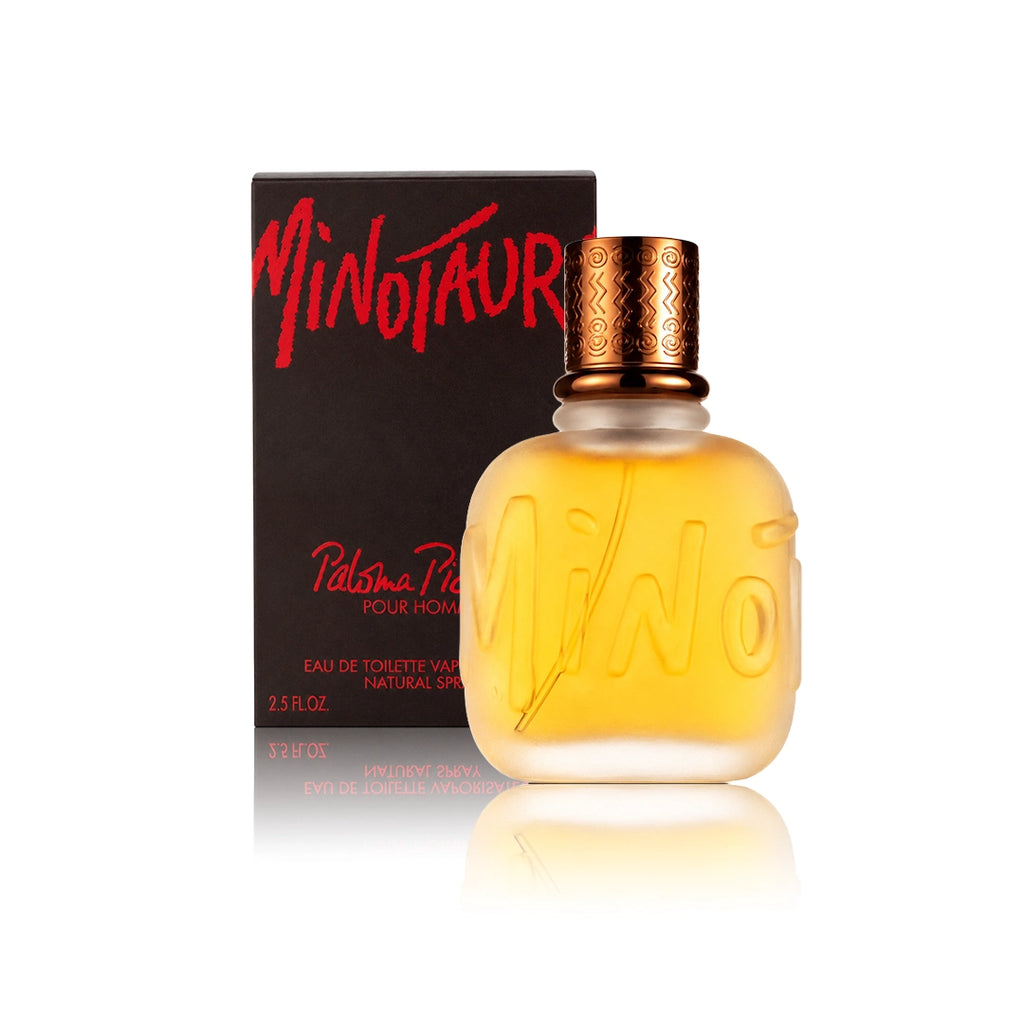 Paloma Picasso Minotaure Eau de Toilette 75 ml Flakon mit Originalverpackung auf weißem Hintergrund