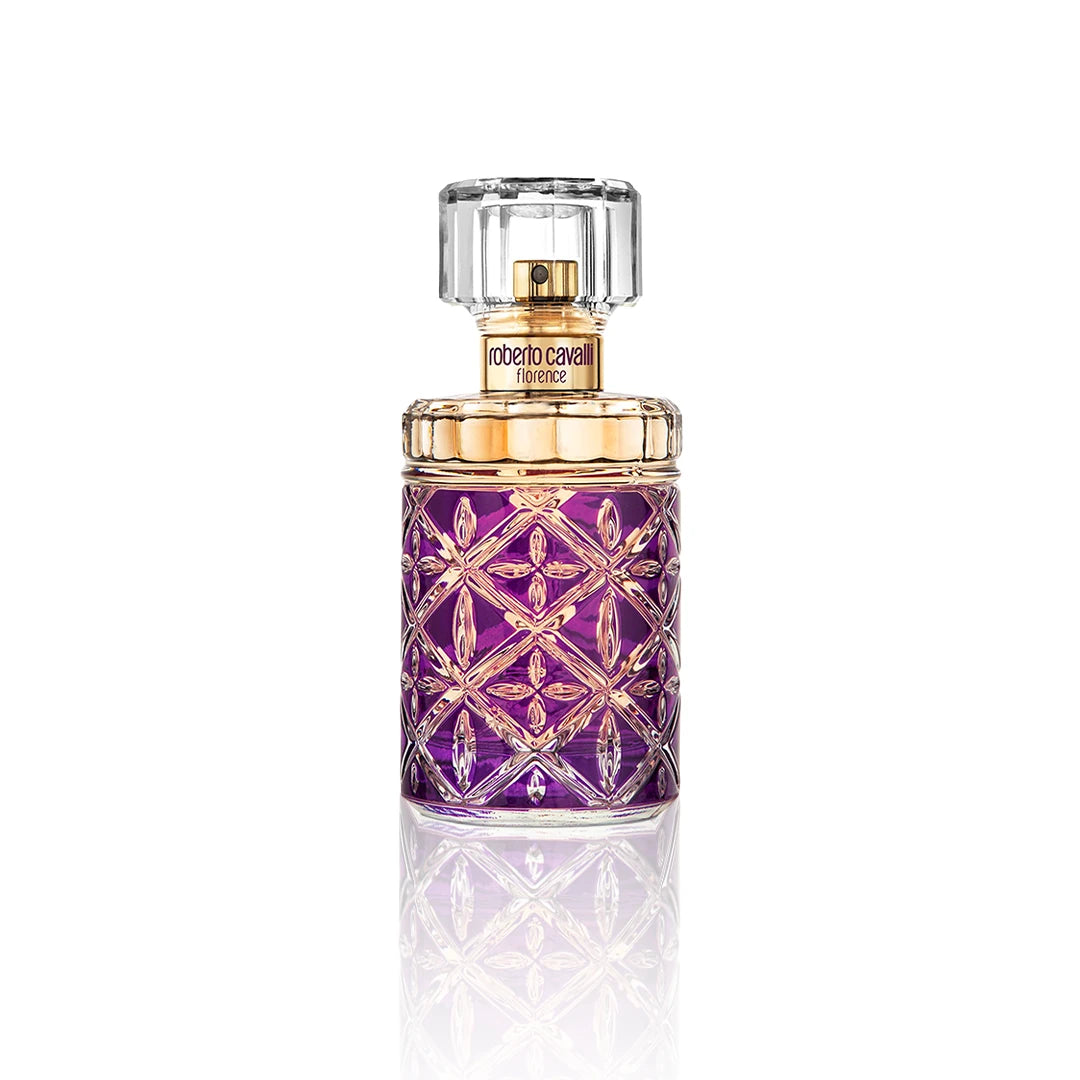 Roberto Cavalli Florence Eau de Parfum 75 ml Flakon auf weißem Hintergrund