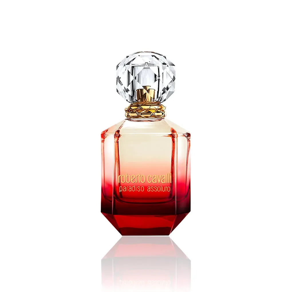 Roberto Cavalli Paradiso Assoluto Eau de Parfum 75 ml Flakon auf weißem Hintergrund flacon