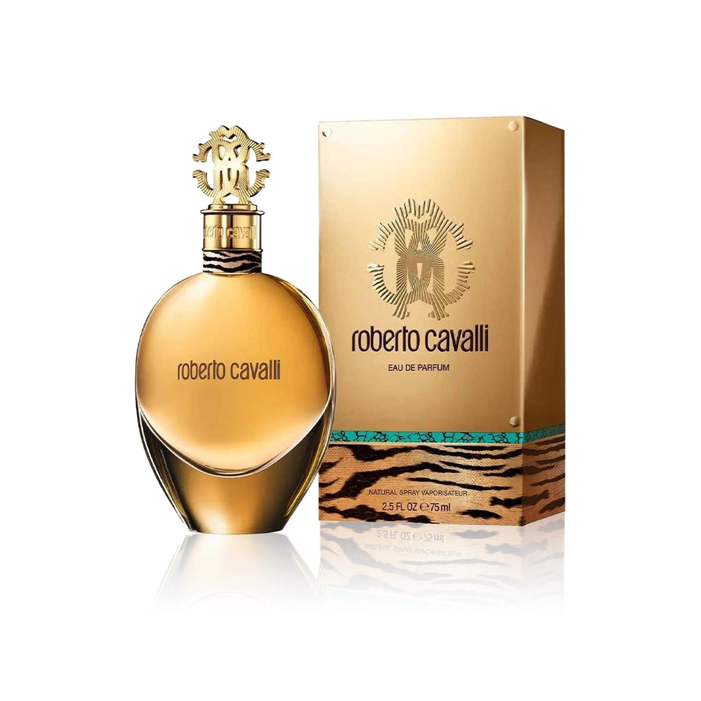 Roberto Cavalli Signature Eau de Parfum 75 ml Flakon mit Originalverpackung auf weißem Hintergrund
