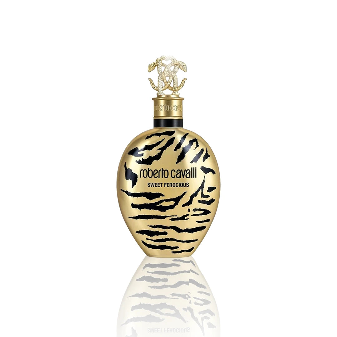 Roberto Cavalli Sweet Ferocious Eau de Parfum 75 ml Flakon auf weißem Hintergrund