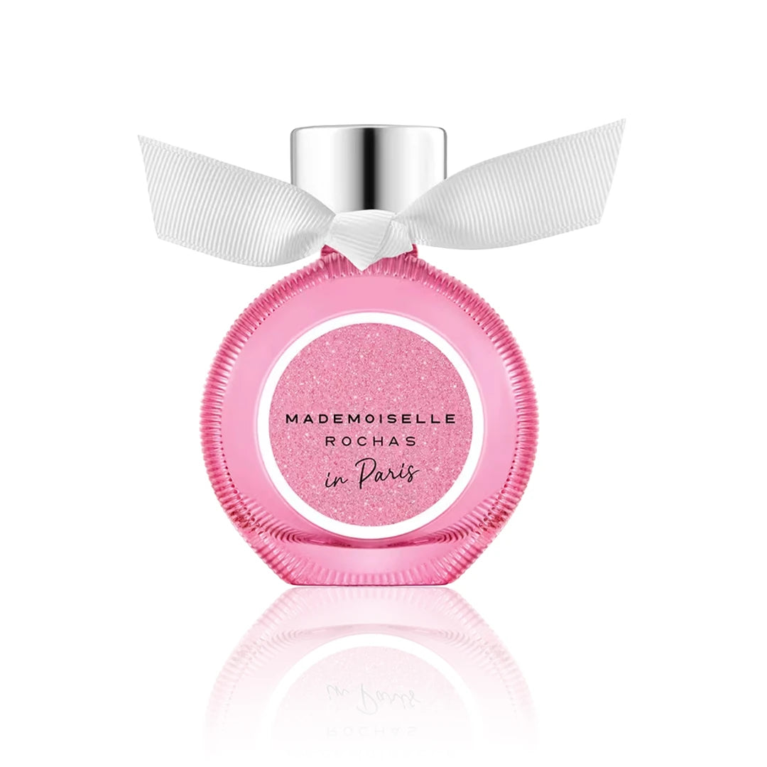 Rochas Mademoiselle Rochas In Paris Eau de Parfum 90 ml Flakon auf weißem Hintergrund