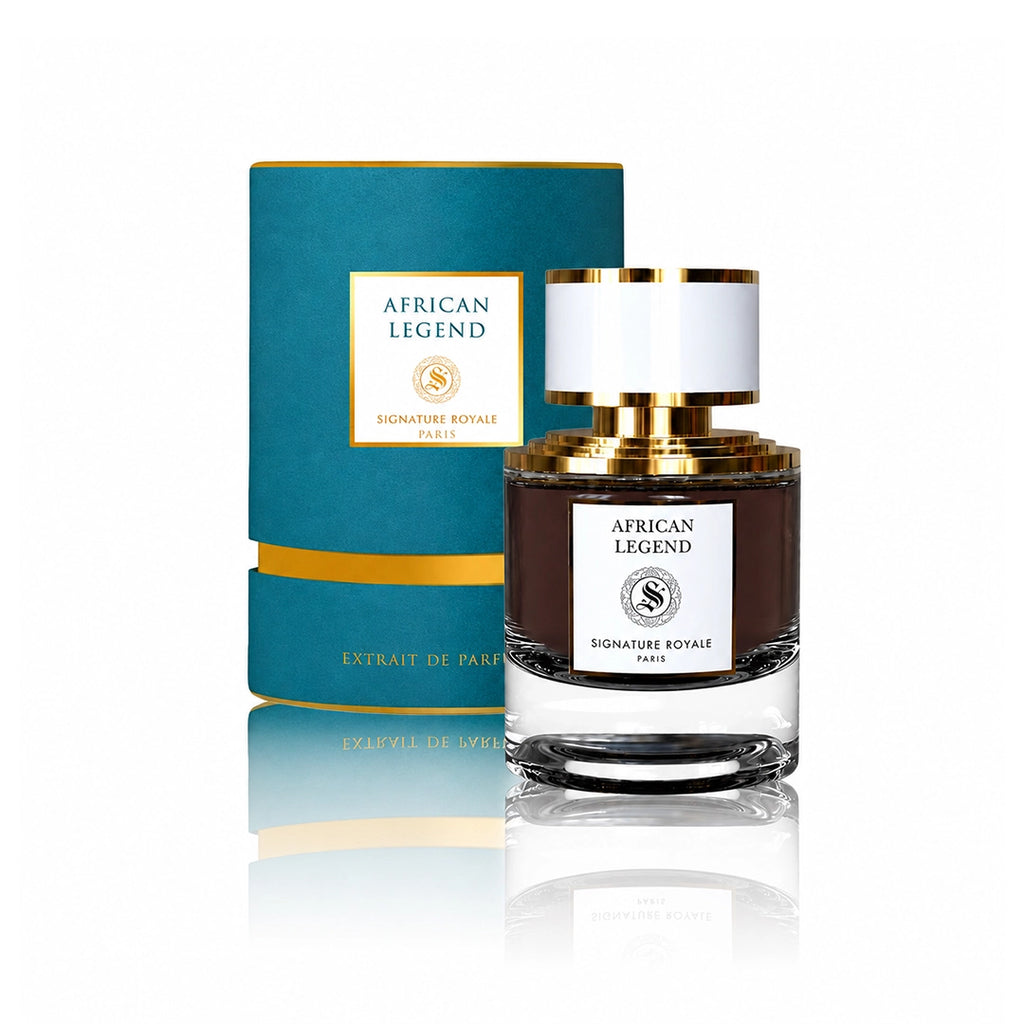 Signature Royale African Legend Extrait de Parfum 50 ml Flakon mit Originalverpackung auf weißem Hintergrund