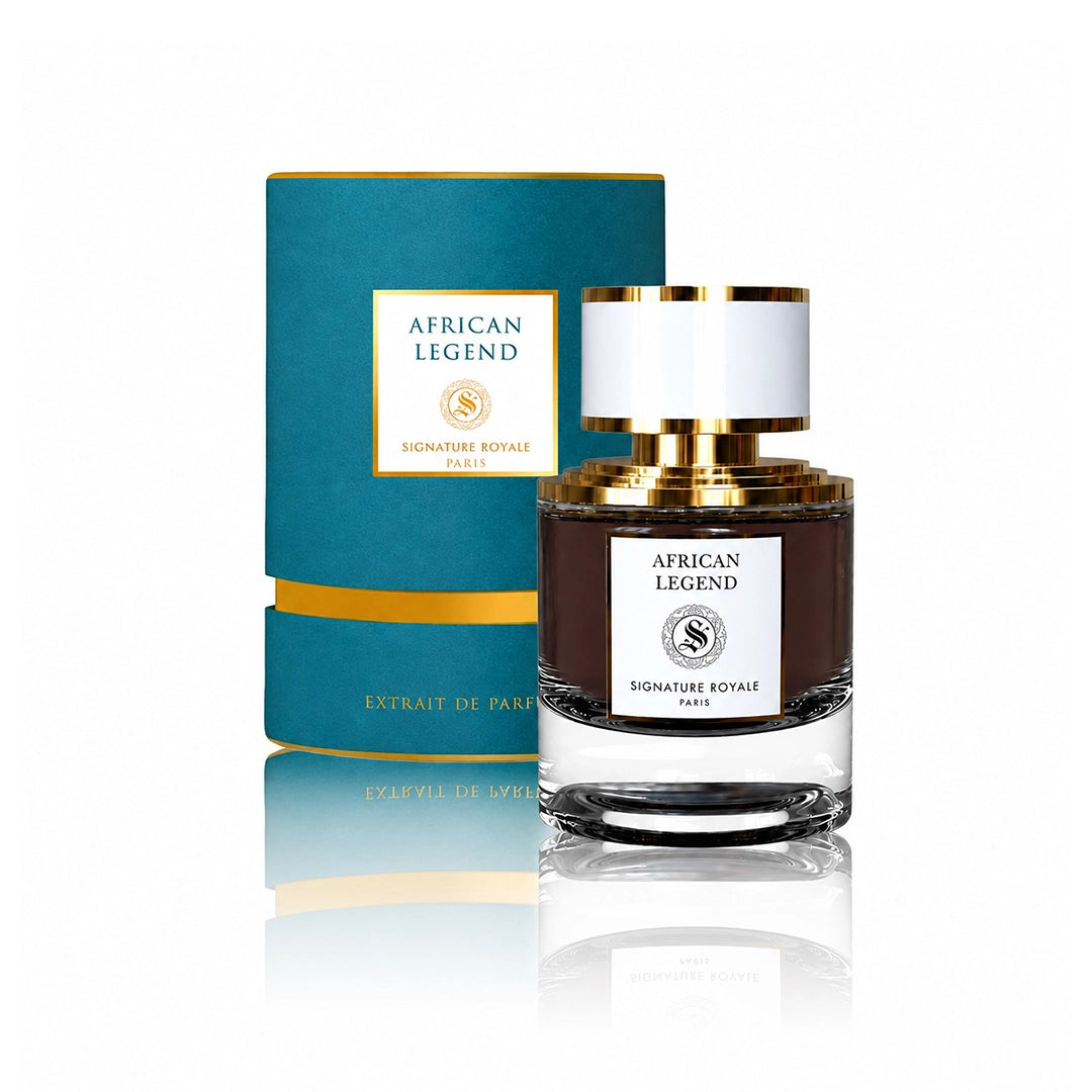 Signature Royale African Legend Extrait de Parfum 50 ml Flakon mit Originalverpackung auf weißem Hintergrund