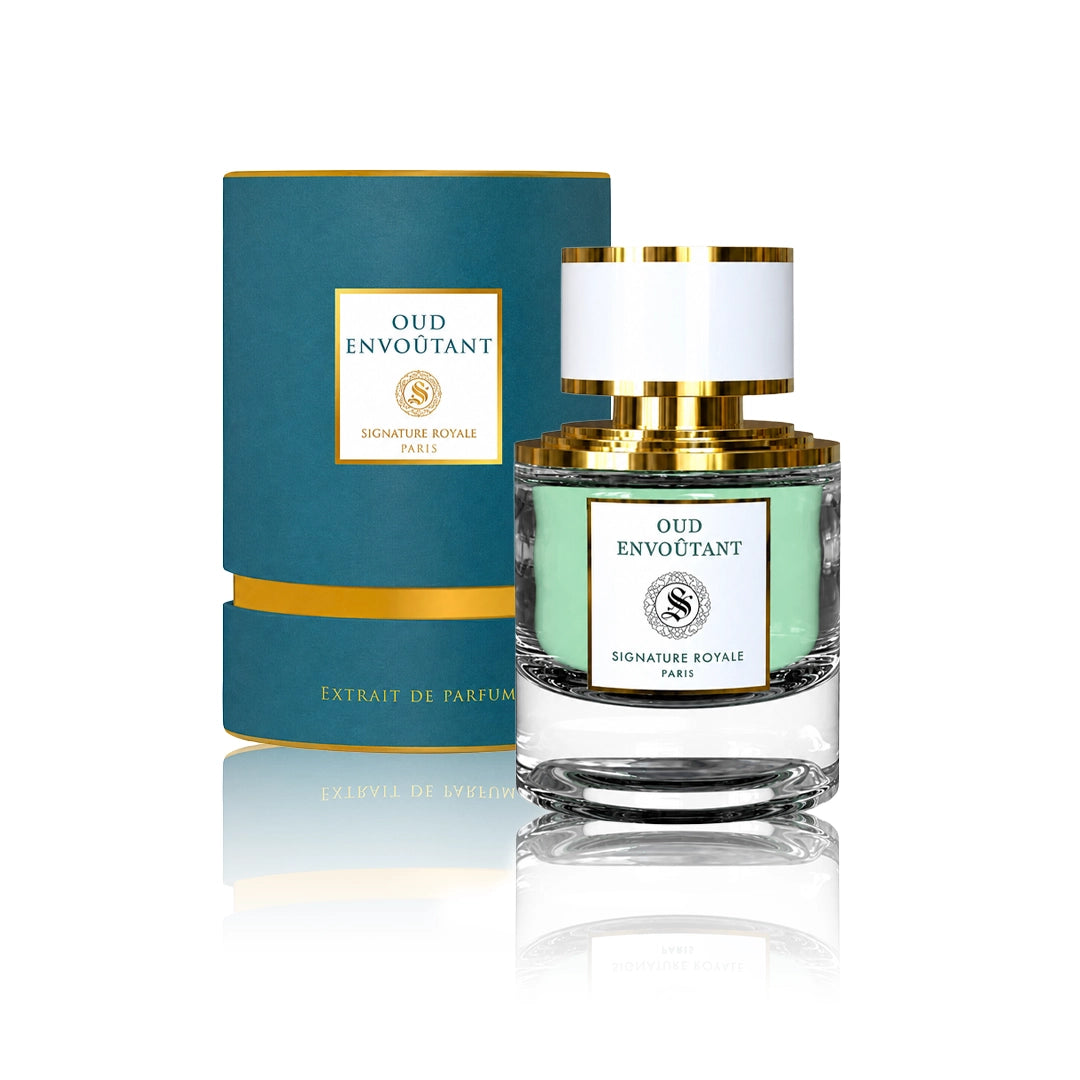 Signature Royale Oud Envoutant Extrait de Parfum 50 ml Flakon mit Originalverpackung auf weißem Hintergrund