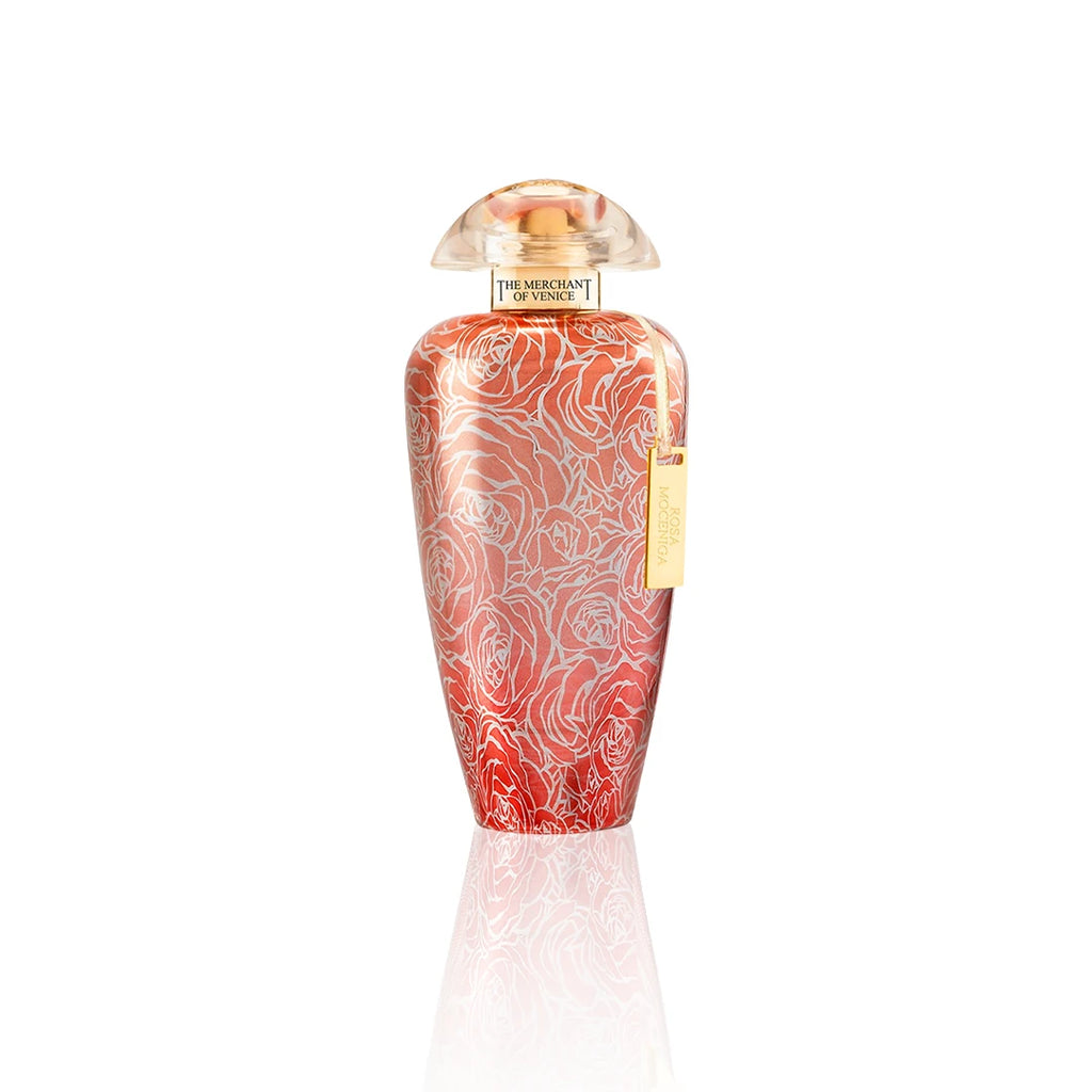 The Merchant of Venice Rosa Moceniga Eau de Parfum 100 ml Flakon auf weißem Hintergrund
