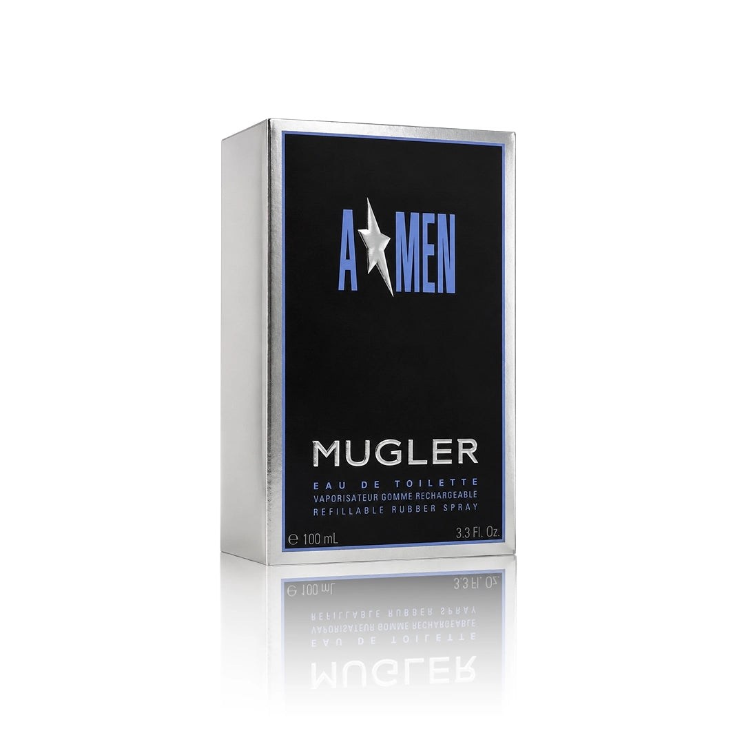 Thierry Mugler A*Men Eau de Toilette 100 ml mit Originalverpackung auf weißem Hintergrund