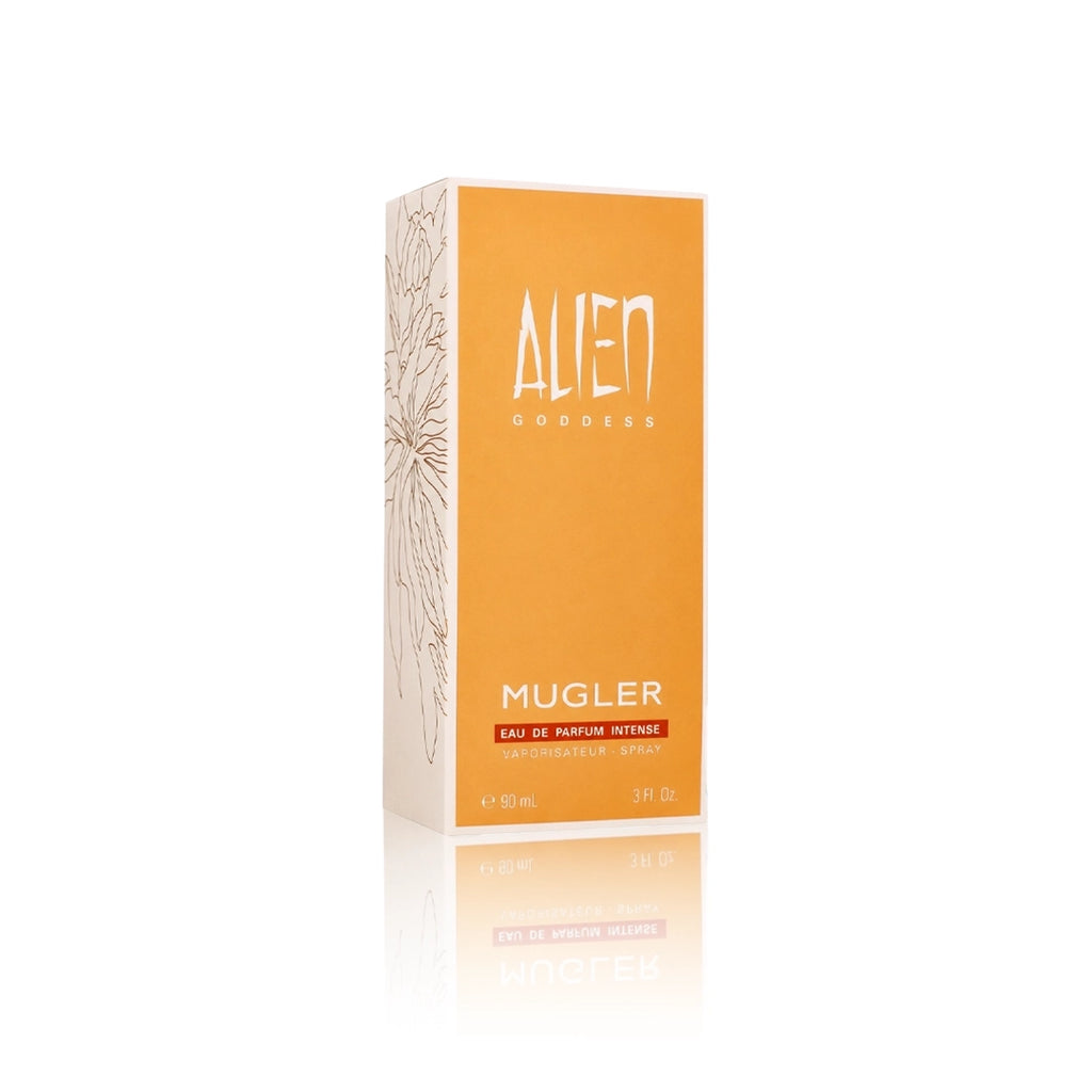 Thierry Mugler Alien Goddess Intense Eau de Parfum 90 mll mit Originalverpackung auf weißem Hintergrund