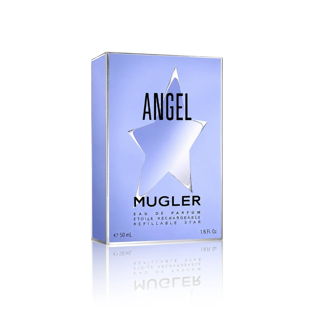 Thierry Mugler Angel Eau de Parfum 50 ml mit Originalverpackung auf weißem Hintergrund