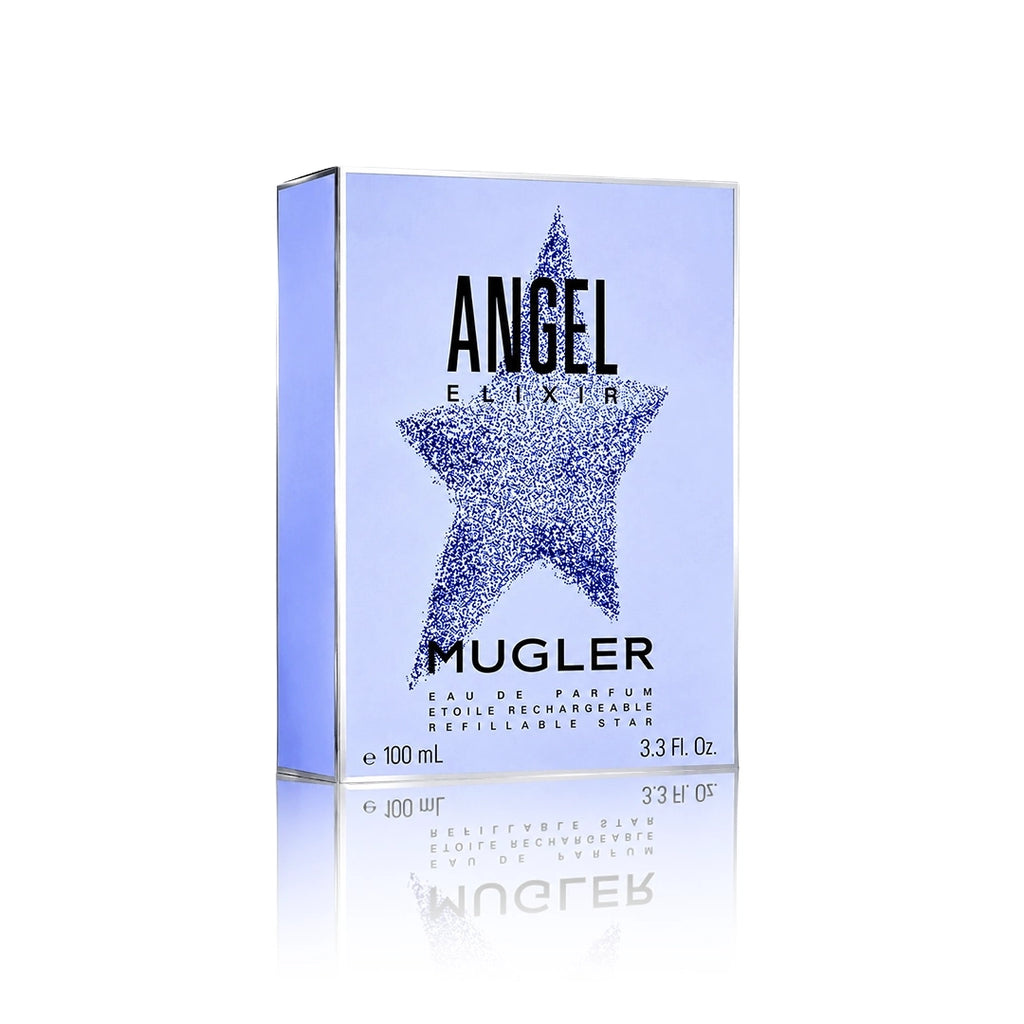 Thierry Mugler Angel Elixir Eau de Parfum 100 ml  mit Originalverpackung auf weißem Hintergrund