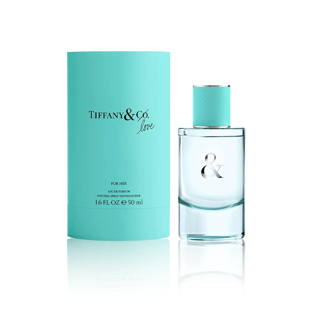 Tiffany & Co. Tiffany & Love for Her Eau de Parfum Spray 50 ml Flakon mit Originalverpackung auf weißem Hintergrund