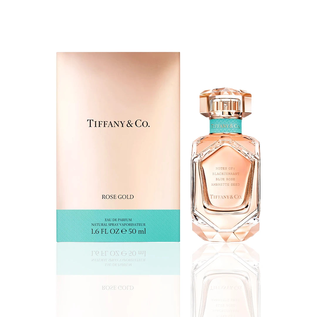 Tiffany & Co. Rose Gold Eau de Parfum Spray 50 ml Flakon mit Originalverpackung auf weißem Hintergrund