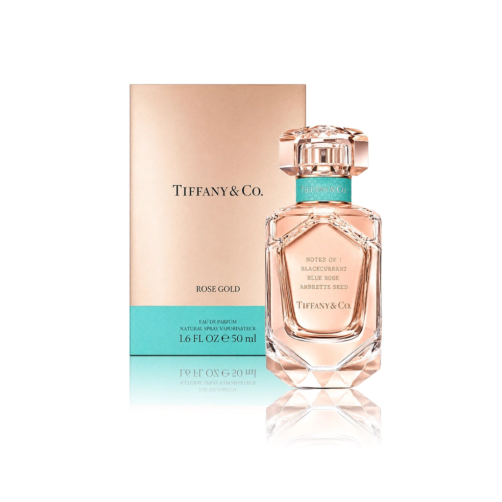Tiffany & Co. Rose Gold Eau de Parfum Spray 50 ml Flakon mit Originalverpackung auf weißem Hintergrund