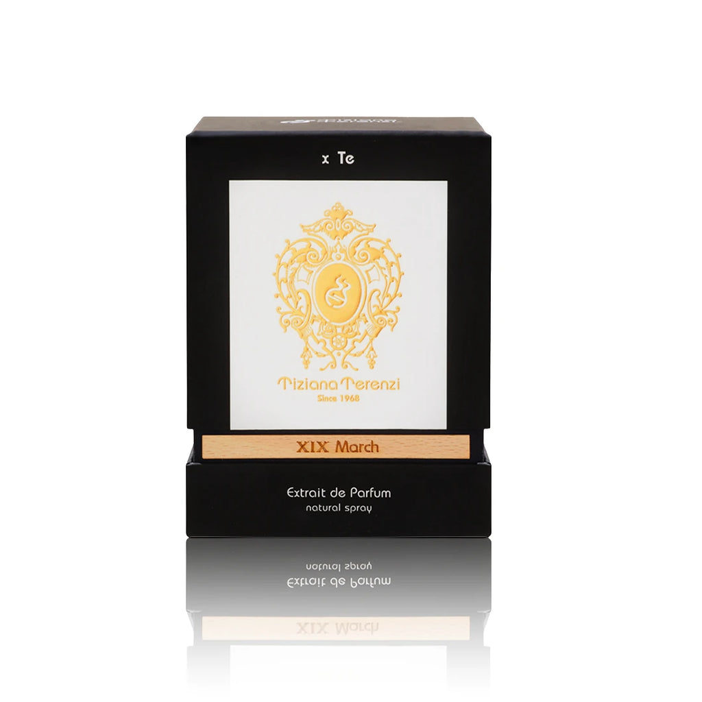 Tiziana Terenzi XIX March Extrait de 100 ml Flakon mit Originalverpackung auf weißem Hintergrund