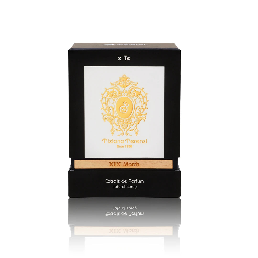 Tiziana Terenzi XIX March Extrait de 100 ml Flakon mit Originalverpackung auf weißem Hintergrund