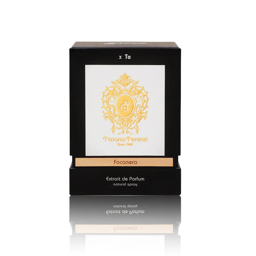 Tiziana Terenzi Foconero Extrait de Parfum 100 ml mit Originalverpackung auf weißem Hintergrund
