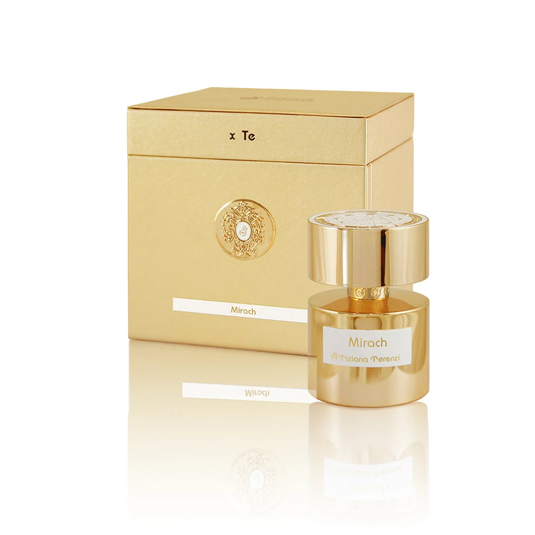 Tiziana Terenzi Mirach Extrait de Parfum 100 ml Flakon mit Originalverpackung auf weißem Hintergrund