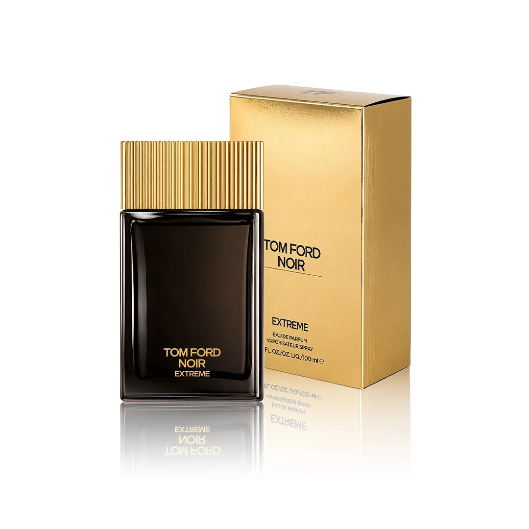 Tom Ford Noir Extreme Eau de Parfum 100 ml Flakon mit Originalverpackung auf weißem Hintergrund