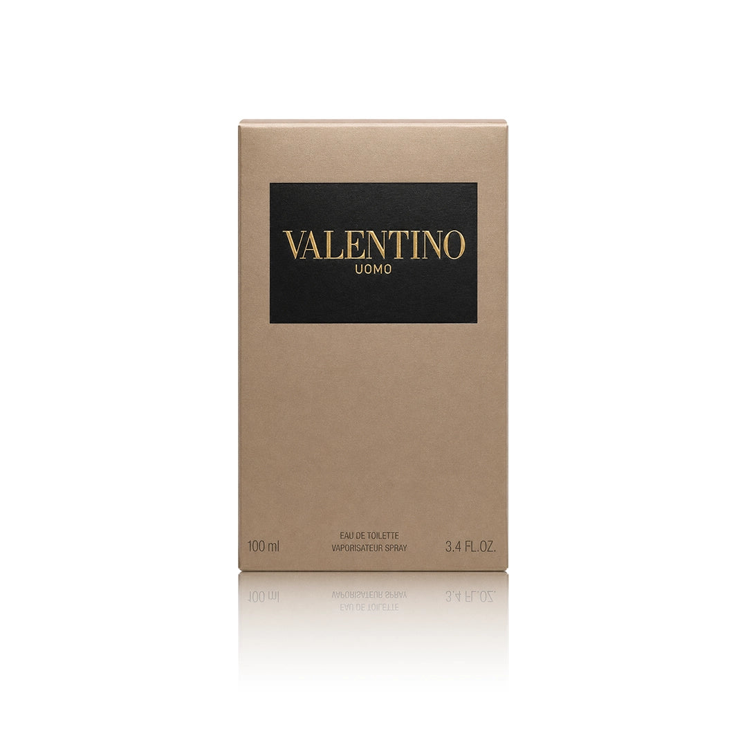 Valentino Uomo Eau de Toilette 100 ml mit Originalverpackung auf weißem Hintergrund