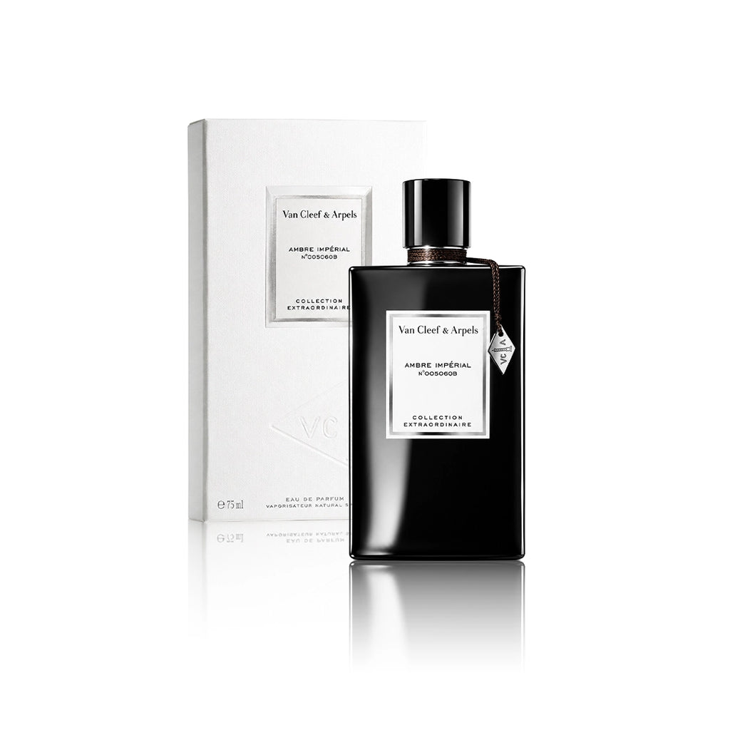 Van Cleef & Arpels Ambre Impérial Collection Extraordinaire Eau de Parfum 75 ml Flakon mit Originalverpackung auf weißem Hintergrund