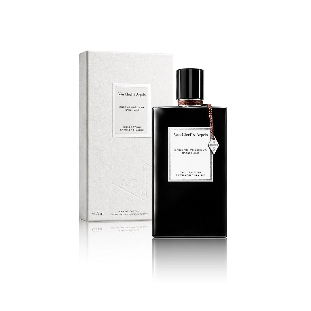 Van Cleef & Arpels Encens Précieux Collection Extraordinaire Eau de Parfum 75 ml Flakon mit Originalverpackung auf weißem Hintergrund