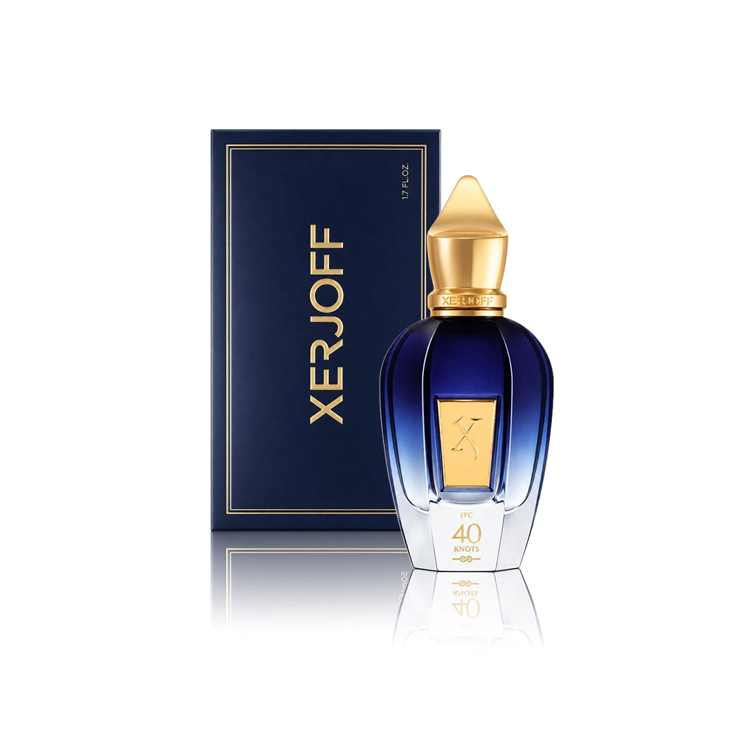 Xerjoff 40 Knots Eau de Parfum 100 ml Flakon mit Originalverpackung auf weißem Hintergrund