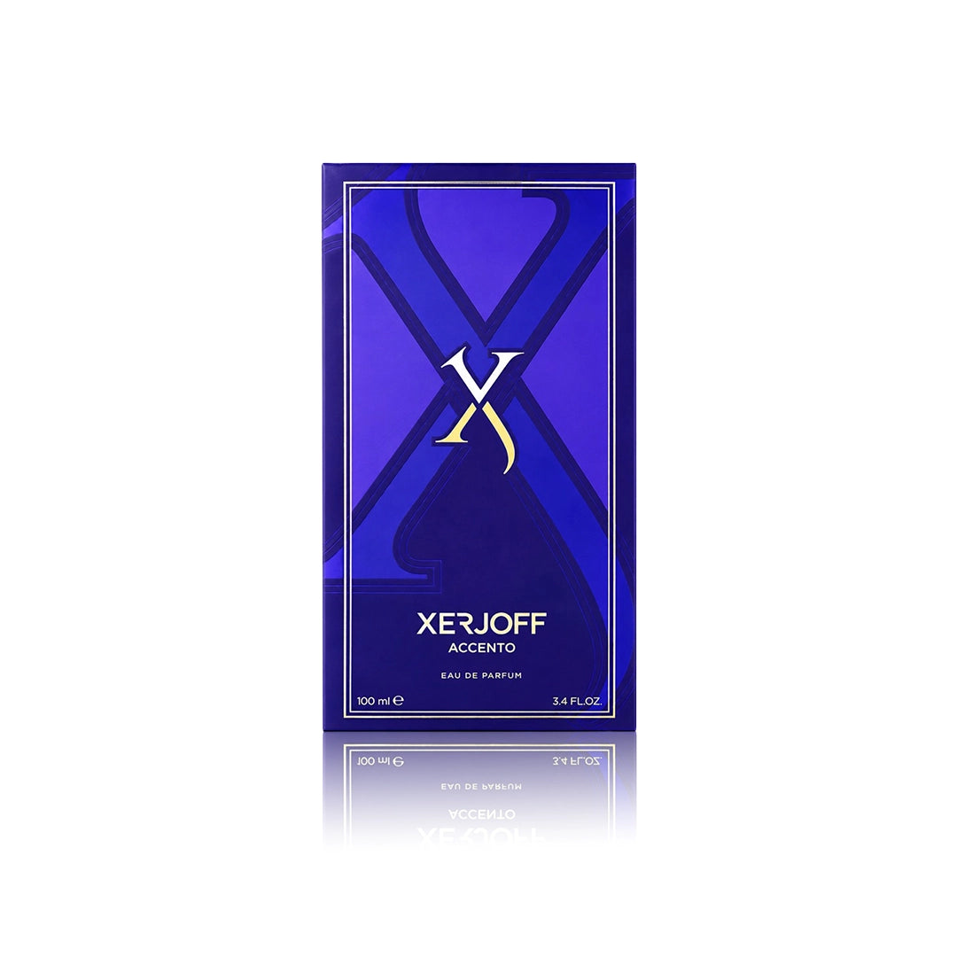 Xerjoff Accento Eau de Parfum 100 ml mit Originalverpackung auf weißem Hintergrund