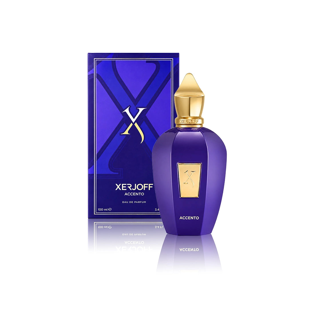 Xerjoff Accento Eau de Parfum 100 ml Flakon mit Originalverpackung auf weißem Hintergrund