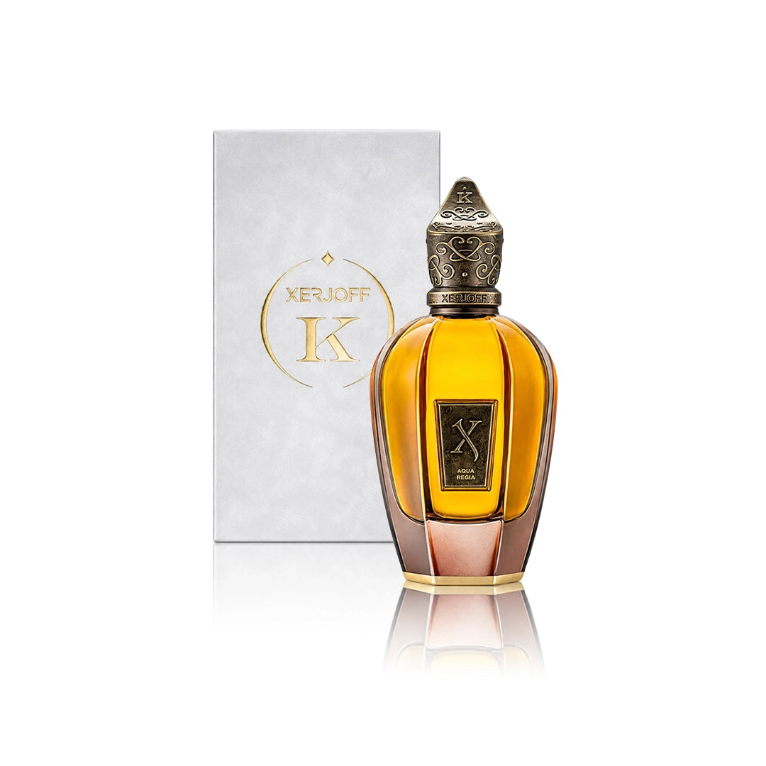 Xerjoff Aqua Regia Eau de Parfum 100 ml Flakon mit Originalverpackung auf weißem Hintergrund