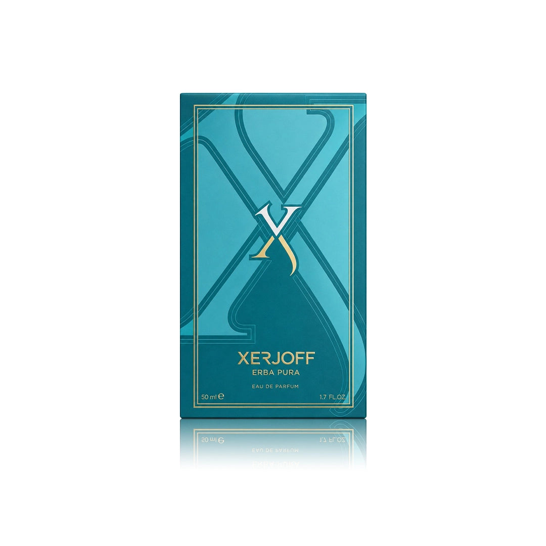 Xerjoff Erba Pura Eau de Parfum 50 ml mit Originalverpackung auf weißem Hintergrund