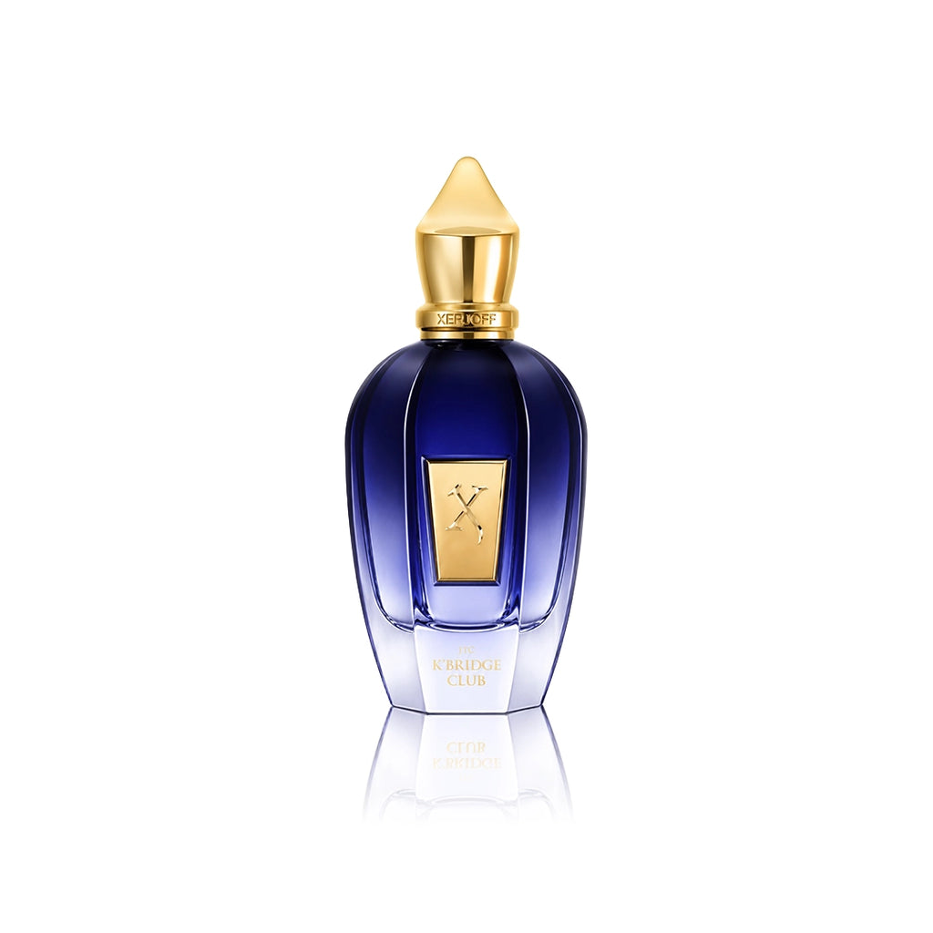 Xerjoff K’Bridge Club Eau de Parfum 50 ml Flakon auf weißem Hintergrund