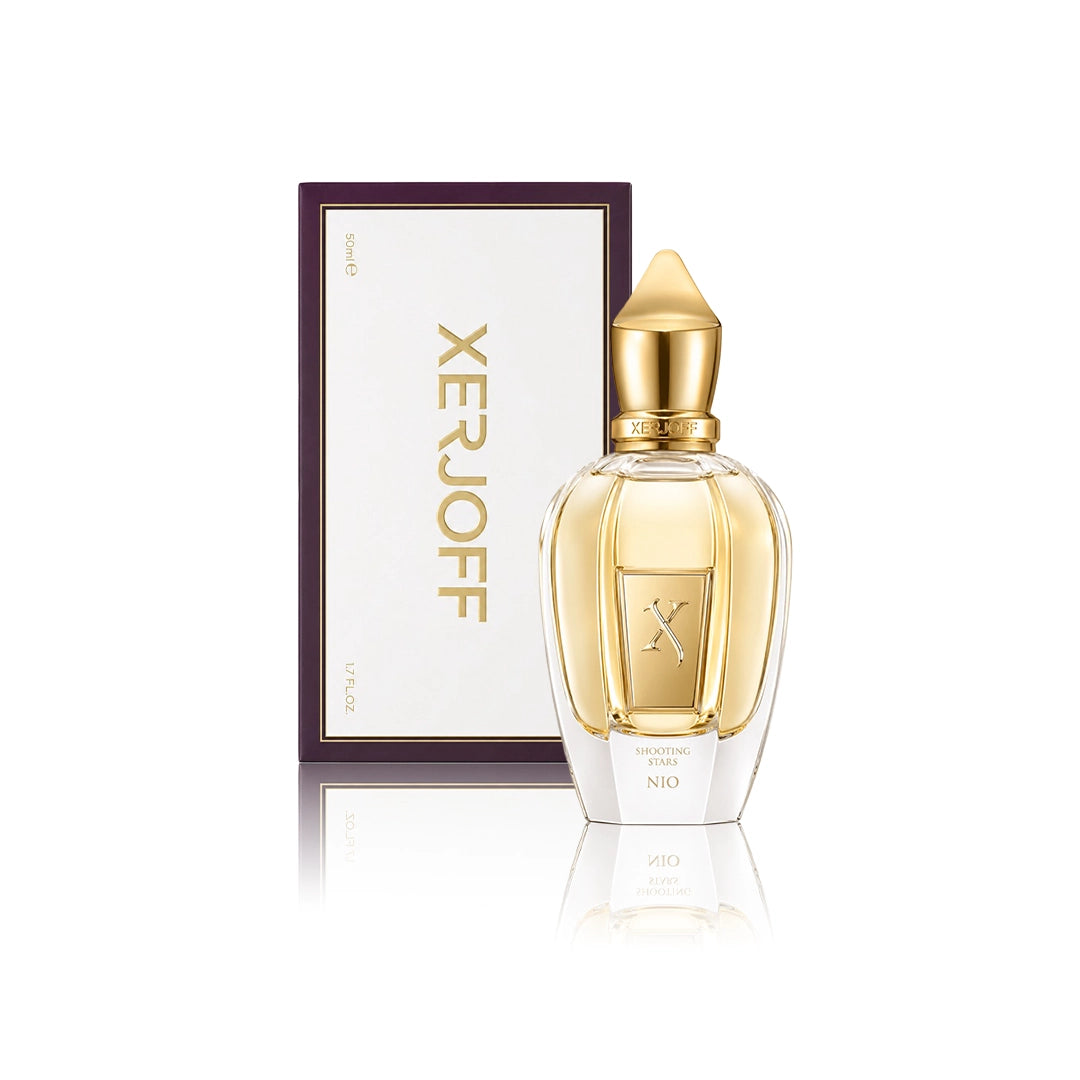 Xerjoff Nio Eau de Parfum 50 ml Flakon mit Originalverpackung auf weißem Hintergrund