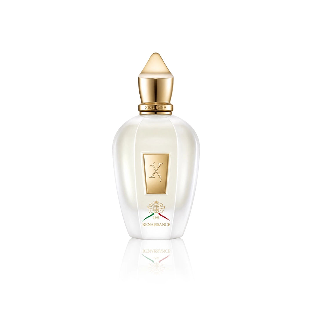 Xerjoff Renaissance Eau de Parfum 100 ml Flakon auf weißem Hintergrund