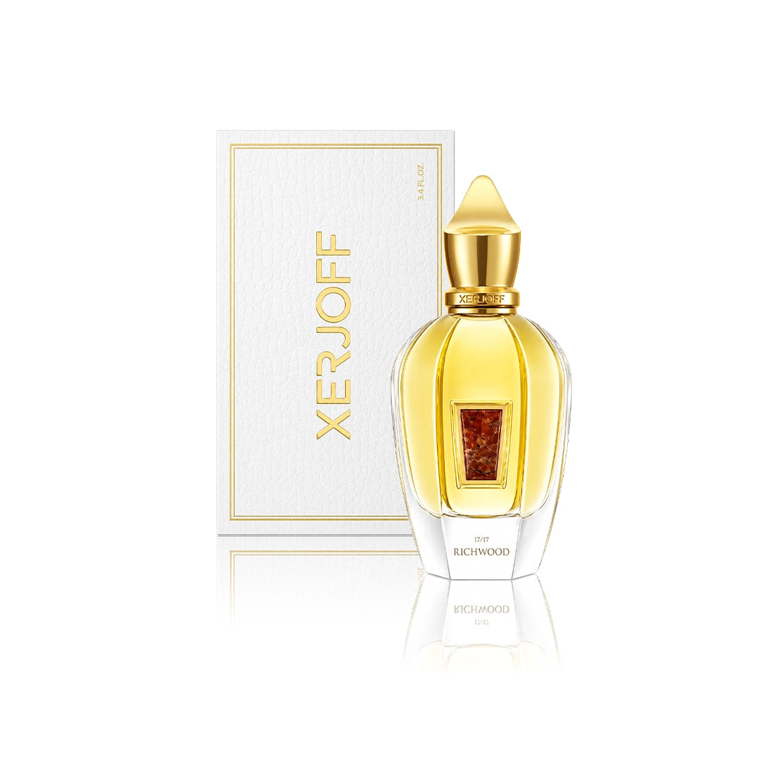 Xerjoff Richwood Eau de Parfum 100 ml Flakon mit Originalverpackung auf weißem Hintergrund