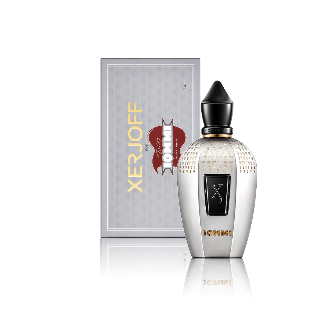 Xerjoff Tony Iommi Monkey Special Eau de Parfum 100 ml Flakon mit Originalverpackung auf weißem Hintergrund