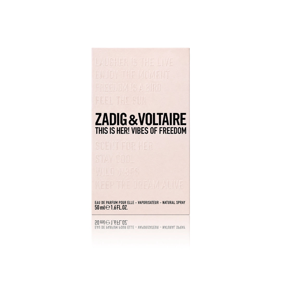 Zadig & Voltaire This Is Her! Vibes of Freedom Eau de Parfum 50 ml Originalverpackung auf weißem Hintergrund