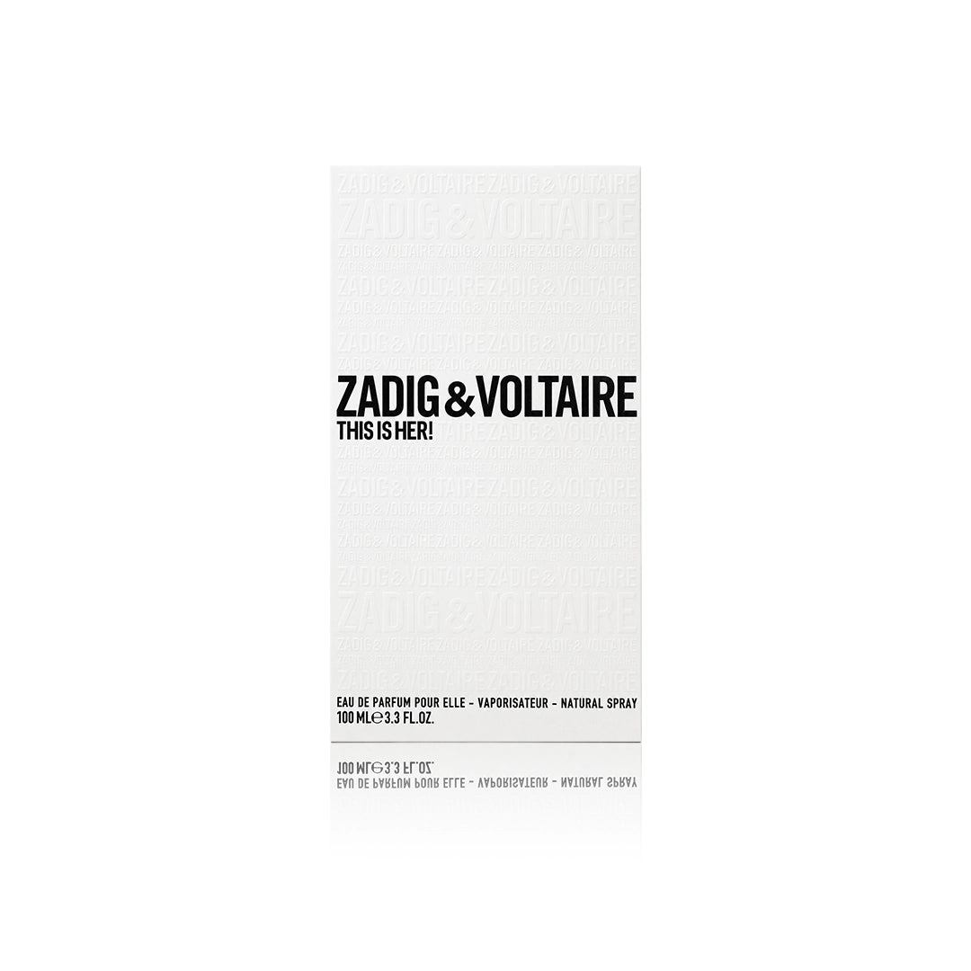 Zadig & Voltaire This Is Her! Eau de Parfum 100 ml Originalverpackung auf weißem Hintergrund