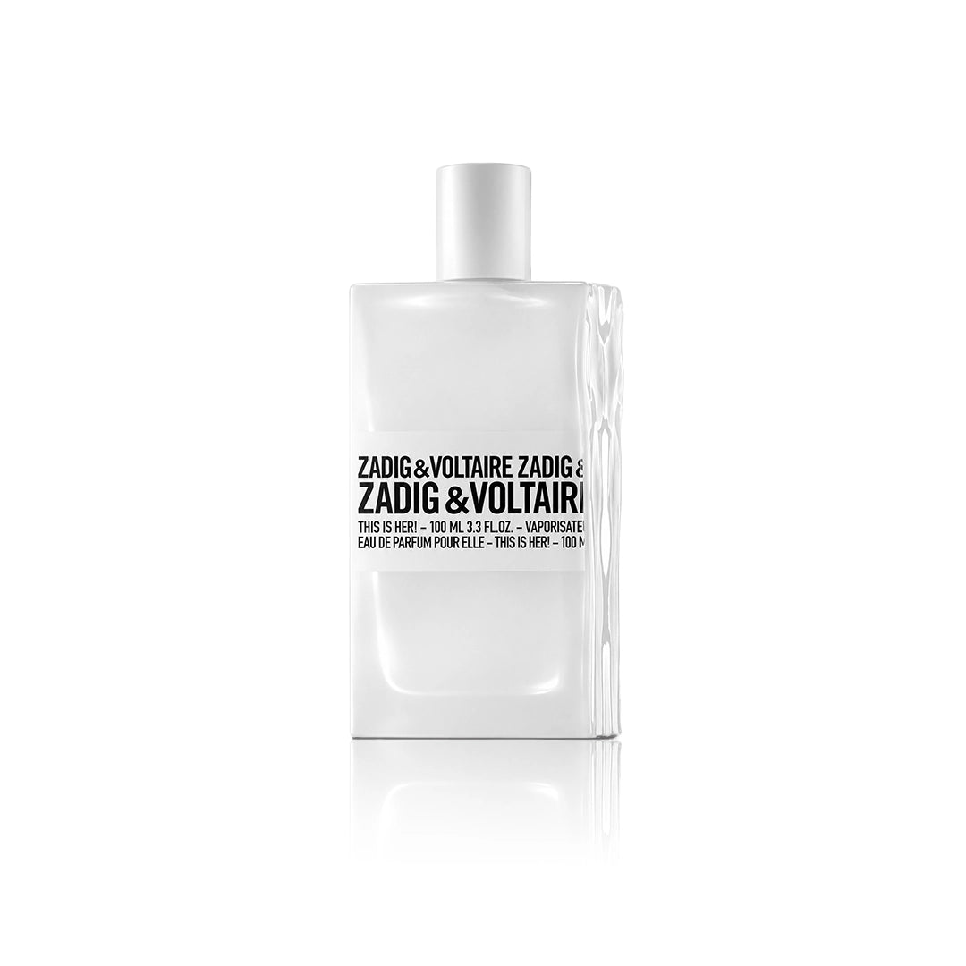 Zadig & Voltaire This Is Her! Eau de Parfum 100 ml Flakon auf weißem Hintergrund