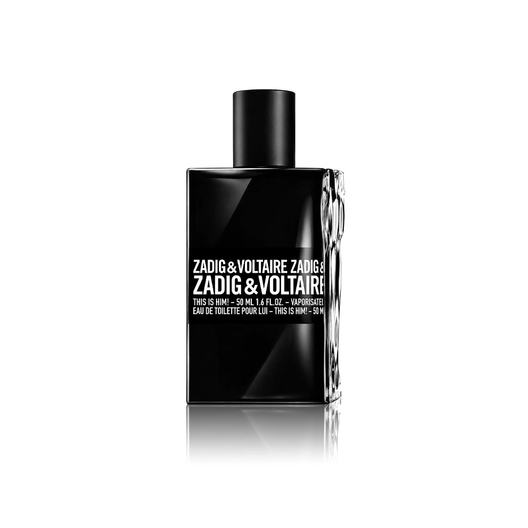Zadig & Voltaire This Is Him! Eau de Toilette 50 ml Flakon auf weißem Hintergrund