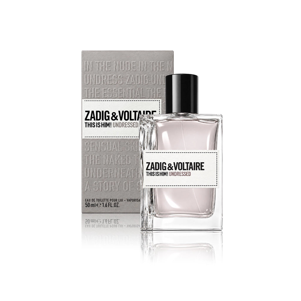 Zadig & Voltaire This Is Him! Undressed Eau de Toilette 50 ml Flakon mit Originalverpackung auf weißem Hintergrund