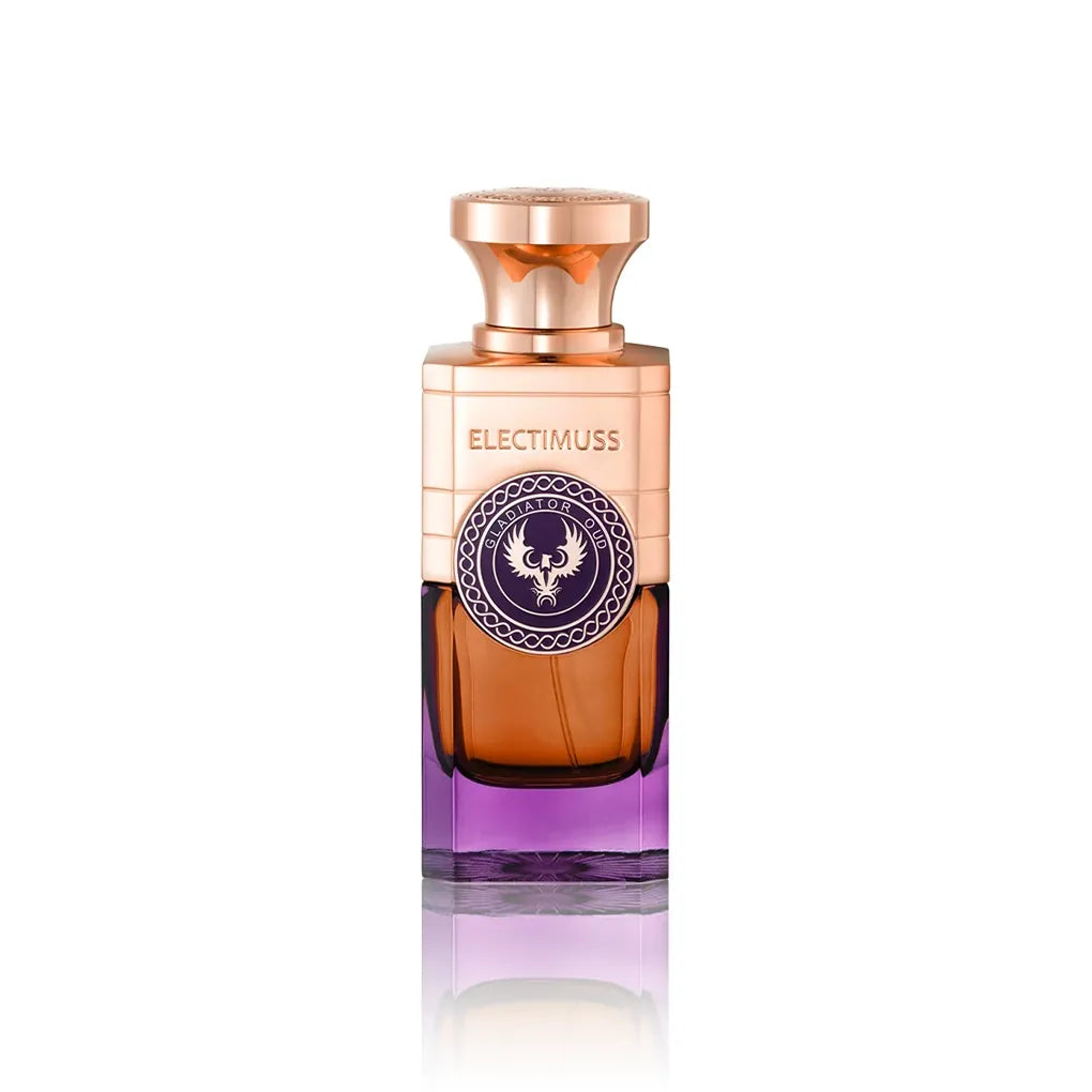 Electimuss Gladiator Oud Pure Parfum 100 ml Flakon auf weißem Hintergrund