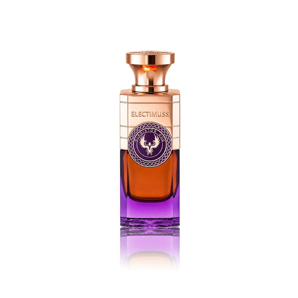 Electimuss Gladiator Oud Pure Parfum 100 ml Flakon auf weißem Hintergrund
